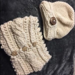 Handmade slouch winter hat & cowl neck scarf